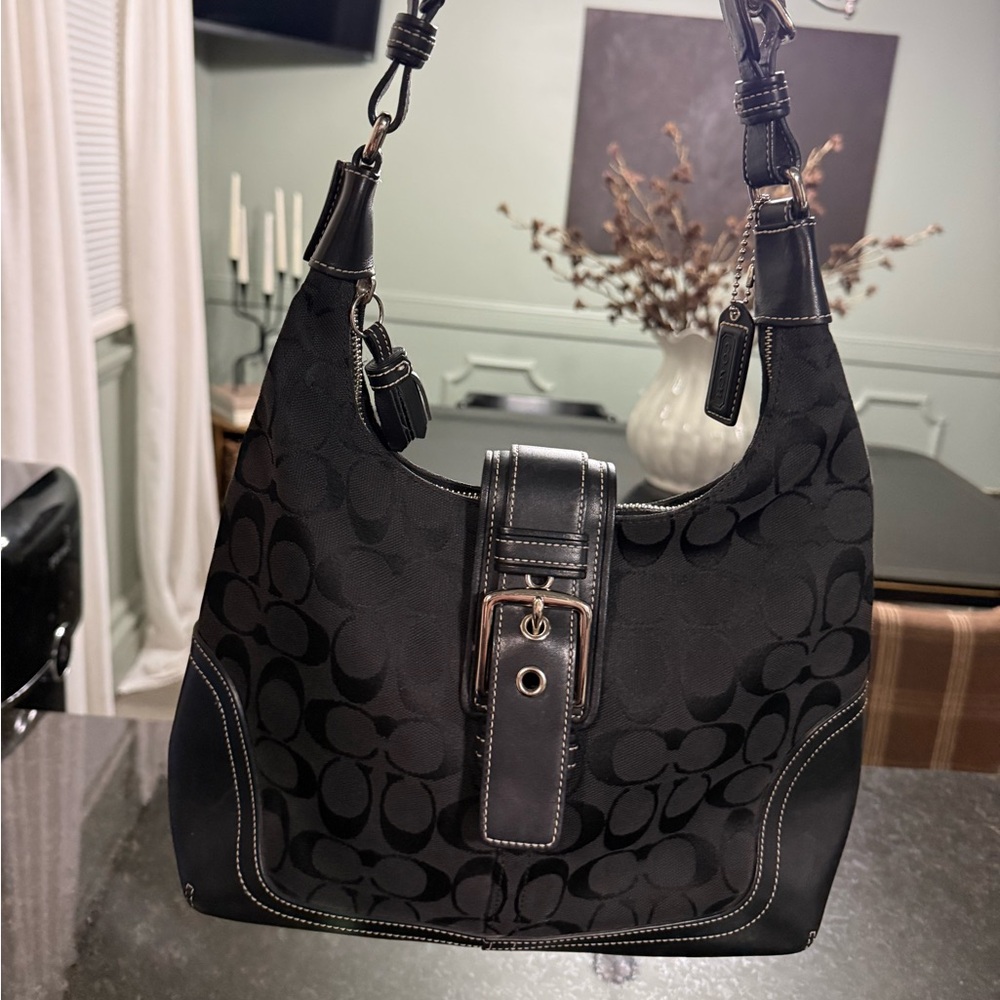 Vintage coach y2k black signature hobo shoulder bag